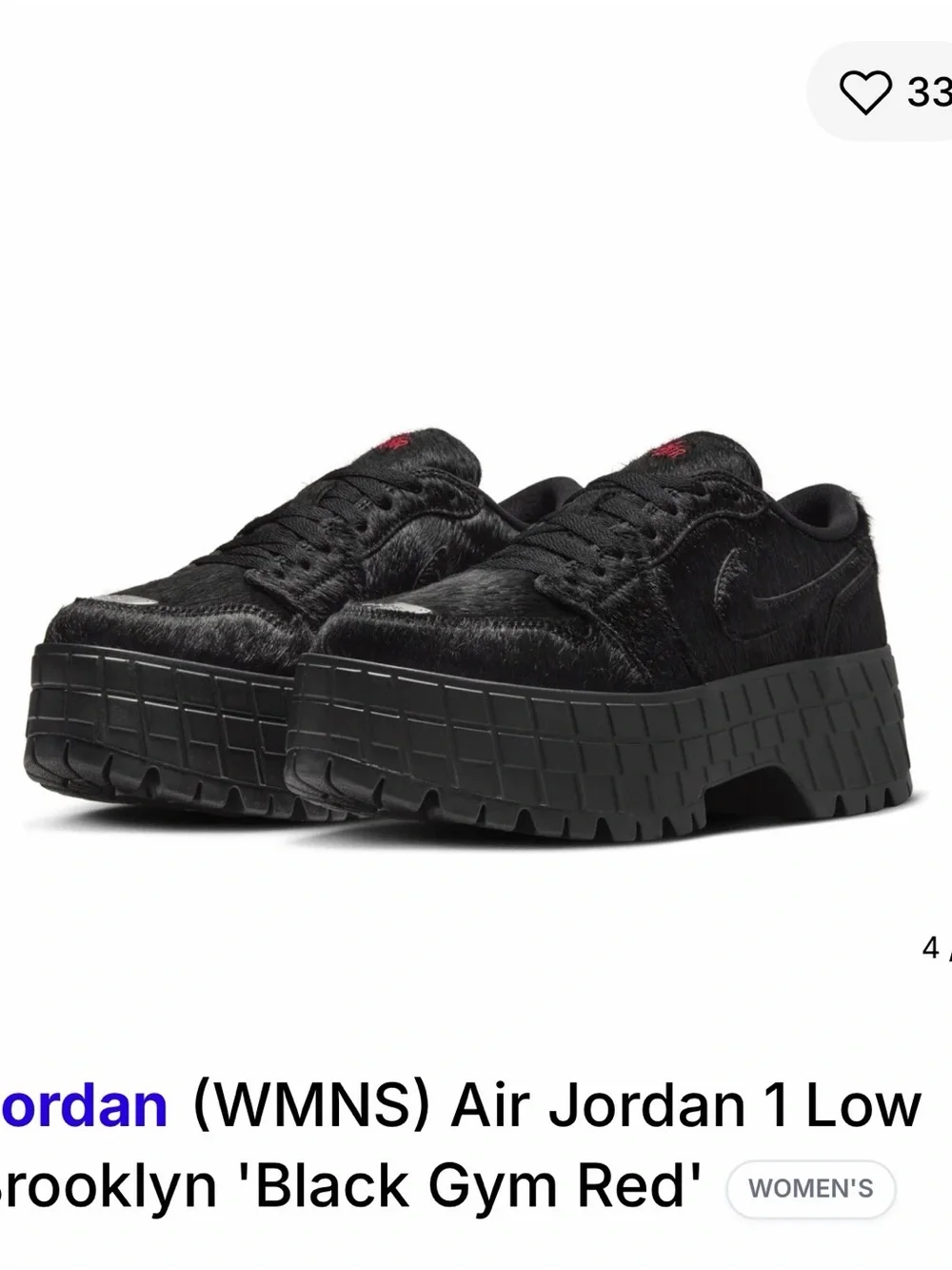 Jordan WMNS Platform Air Jordan 1 Low in Black with Red Logo